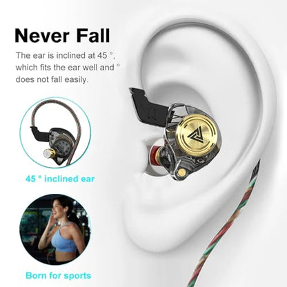 Wired Gaming Earbuds 2 Pack, Ak3file in Ear Monitors, Deep Bass Sound Wired Earbuds, HiFi in Ear Headphones with 1DD 10mm Dynamic Driver, IEM for Music Gaming Video Calling (Black+Black) - color: Black+Black