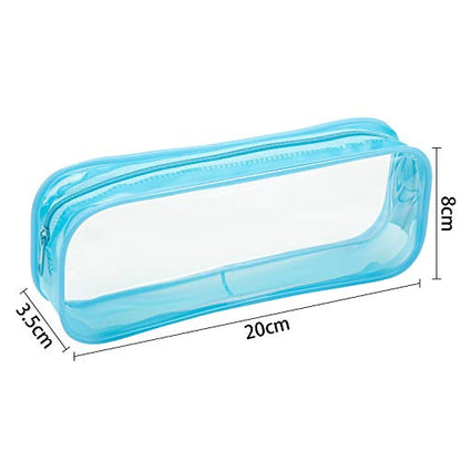 Tatuo 4 Pieces Clear PVC Bags Big Capacity Zipper Pencil Pouch Case Travel Luggage Makeup Cosmetic Bag(Sky Blue) - color: Sky Blue