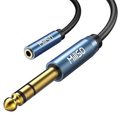 1/4 to 3.5mm Headphone Adapter 6.6 FT TRS 1/4 Male to 1/8 Female | 6.35mm to 3.5mm Stereo Audio Jack Adapter for Amplifiers, Guitar Amp, Keyboard Piano, Home Theater, Headphone, Smartphone, PC - color: Blue, size: 6.6 FT
