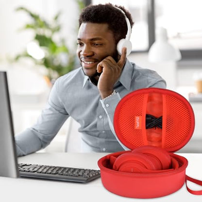 EVA Hard Case for Beats Solo3/Solo2/ Solo 4 Wireless On-Ear Headphones,Premium Travel Protective Carrying Storage Bag(Red) - color: Red