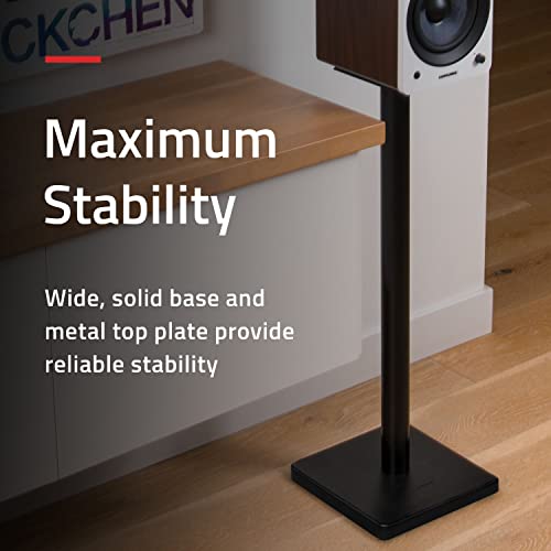 Fluance Floor Speaker Stands for Surround Sound and Bookshelf Speakers with Solid Construction, Adjustable Floor Spikes, Rubber Isolation Feet, Cable Management, Square Base - Matte Black/Pair (SS05S) - style: Matte Black - Square Base