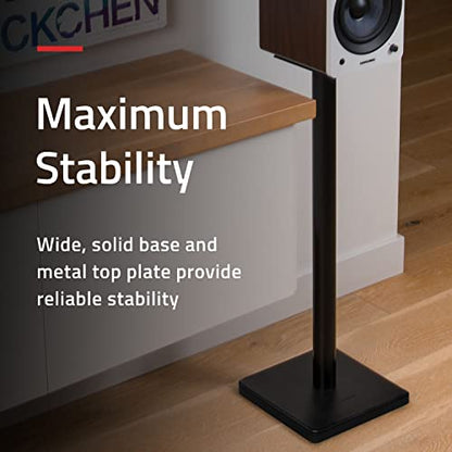 Fluance Floor Speaker Stands for Surround Sound and Bookshelf Speakers with Solid Construction, Adjustable Floor Spikes, Rubber Isolation Feet, Cable Management, Square Base - Matte Black/Pair (SS05S) - style: Matte Black - Square Base