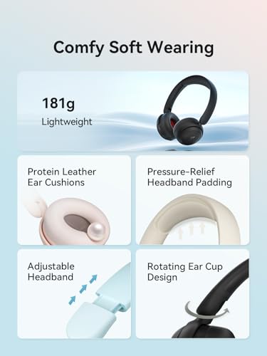 1MORE HQ20 Wireless On-Ear Headphones with Microphone, 85dB Safe Volume, 65H Playtime, Lightweight Foldable Bluetooth Headphones for School/Travel, Android and iOS Compatible, White - color: White
