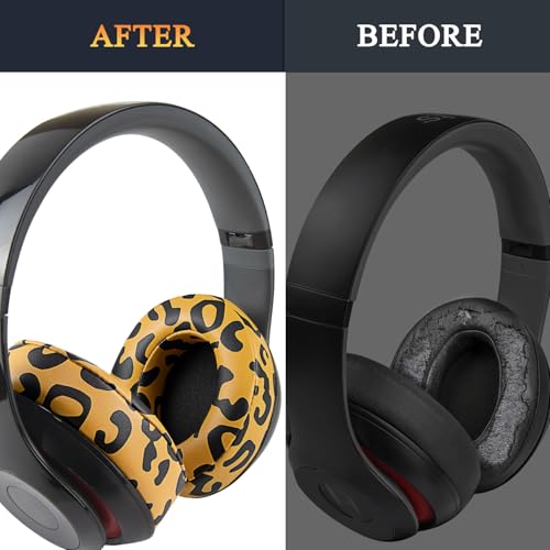 Replacement Ear Pads Cushions for Beats Studio 2 & Studio 3 Wired & Wireless Headphones, Earpads with Soft Protein Leather, Noise Isolation Memory Foam, Added Thickness - Tiger Stripes - color: Tiger Stripes