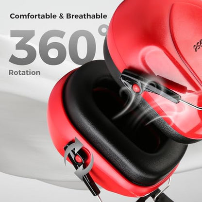 ProCase NRR 28dB Noise Reduction Ear Muffs, Foldable Adjustable Noise Cancelling Headphones - color: 1 - Bright Red