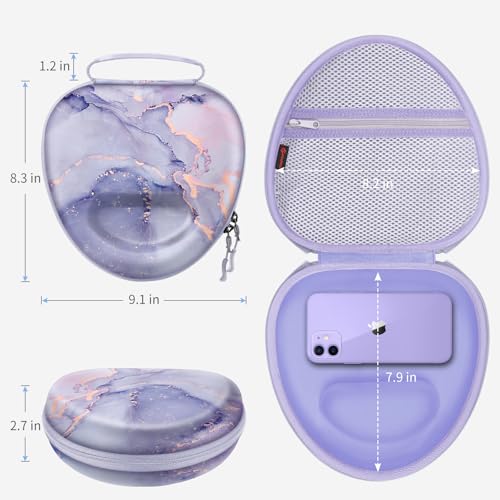 Fintie Hard Case for AirPods Max 2 (2026) and AirPods Max 1 (2024/2020) | Travel Carrying Storage Bag, Shockproof, Protective, Auto Wake/Sleep, Lilac Marble - color: lilac marble