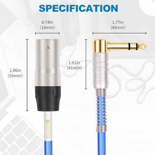 HiFi XLR Male to Right Angle 1/4 inch TRS Cable - color: Right Angle 1/4 inch TRS/ 3FT