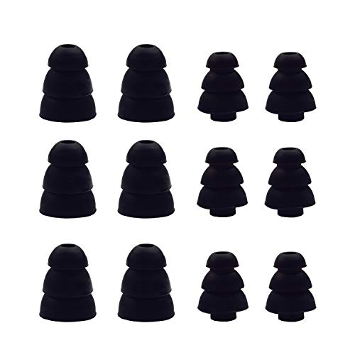 Triple Flange Replacement Eartips, Black - color: Black