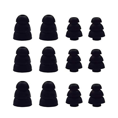 Triple Flange Replacement Eartips, Black - color: Black