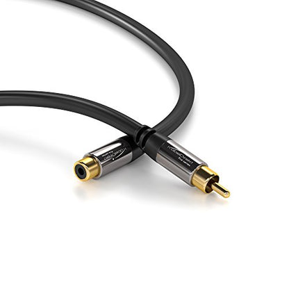 KabelDirekt – RCA Extension Cable – 3ft | Subwoofer/audio cable, RCA male to female, ideal for amplifier/HiFi, analog & digital - size: 3 Feet