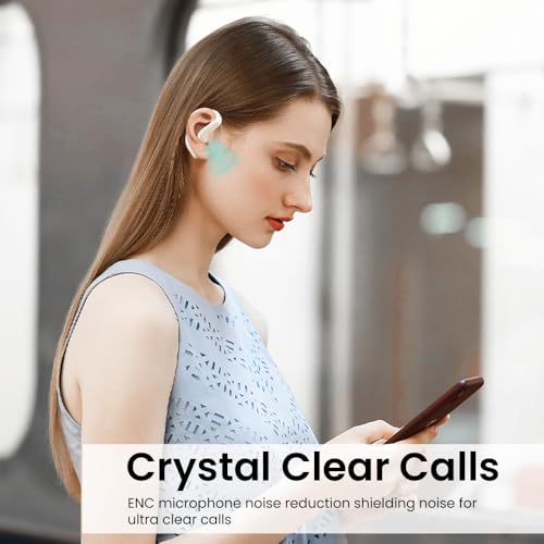 Piluyaa Open Ear Bluetooth 5.3 Earbuds, Wireless Headphones Sport Over Earphones Built-in Mic with Ear Hooks, 58H Playtime Ear Buds Fast Charging, IPX7 Waterproof for Running/Workout-Off White - color: OFF WHITE