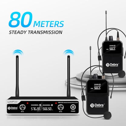 D Debra Wireless Microphone System UHF UBR-102 with Cordless Handheld Lavalier Headset Mics, 260ft Range, Suitable for Church, Lectures, Karaoke, Weddings, DJ, and Bars(2 Bodypack) - size: 2 Bodypack