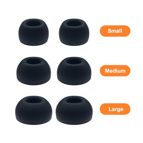 Klowcok Replacement Foam Ear Tips for AirPods Pro 3 Silicone Shield, S/M/L | Compatible with AirPods Pro3 3rd Generation 2025, Fit in The Charging Case, 3 Pairs, Black - size: Assorted-S/M/L