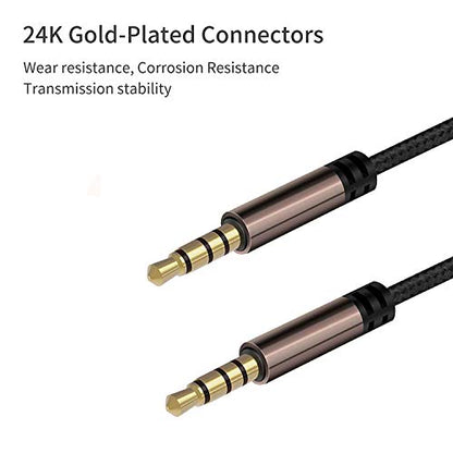 3.5mm Male to Male Cable, Super Soft Nylon Braided Stereo Auxiliary Cable for Headphones, Smartphone, Tablets, Headset, PC, Laptop (TRRS 3 feet) - size: 3 feet