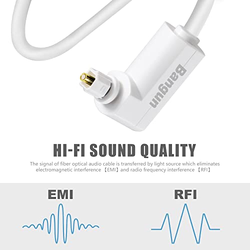 White Optical Audio Cable 20ft, Slim 90 Degree Digital Audio Optical Cord, SPDIF Toslink Right Angle Fiber Optic Audio Cable, Digital Sound Cord for Sound Bar/TV/PS4/Xbox/Home Theater - size: 20ft