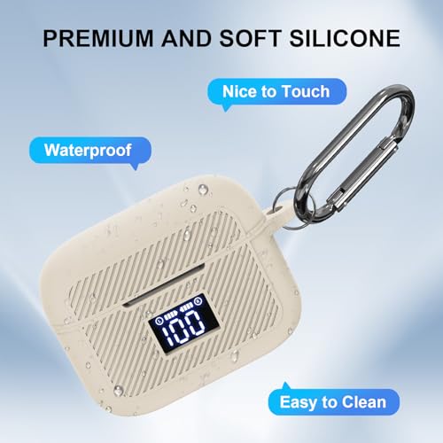 Compatible with TOZO T20 Case Cover, Soft Silicone Skin Case with Keychain, Shock Absorbing and Anti-Drop Protective Case with LED Power Display for Men and Women [Front LED Visible] White - color: White