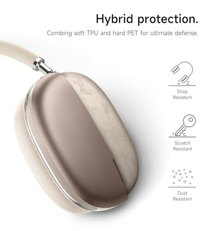 SURITCH AirPods Max Case, TPU Anti-Scratch Ear Cups Cover, Rugged Shockproof Protective Accessories for Apple Headphones - Desert Titanium - color: Desert Titanium
