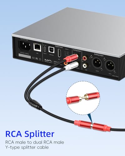GELRHONR 2Pack RCA Splitter, 1 Female to 2 Male RCA Y Splitter Adapter Cable for Subwoofers, Home theaters, Speakers, HDTVs and More 30cm (1Female to 2 Male Black) - color: 1Female to 2 Male Black