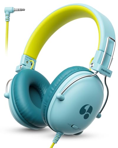 awatrue Kids Headphones, 74/85dB Volume Limiter, 3.5mm Jack Green HK05 - color: Green-Yellow