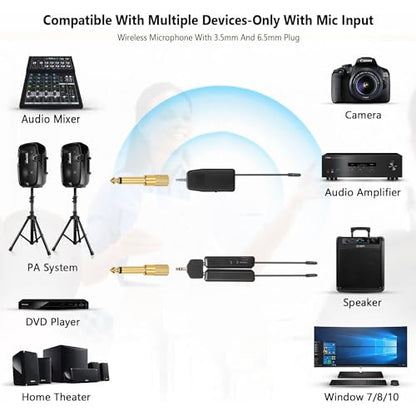 Wireless Microphone System for 4 People,2.4G Wireless Headset Mics and Handheld Mics 2 in 1,Ideal for Speakers,Voice Amplifier,PA System,Teacher,Tour Guides,Fitness Instructor