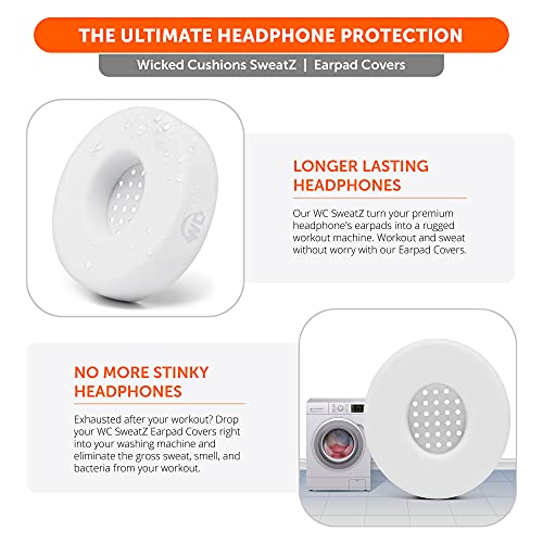 WC SweatZ Solo - Patented Earpad Sweat Covers for Beats Solo 4 & 3, Made by Wicked Cushions | Sweatproof & Machine Washable | White - color: White