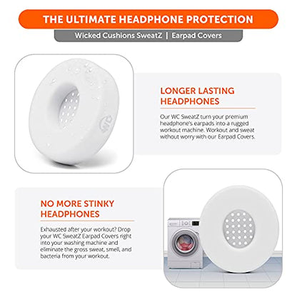 WC SweatZ Solo - Patented Earpad Sweat Covers for Beats Solo 4 & 3, Made by Wicked Cushions | Sweatproof & Machine Washable | White - color: White