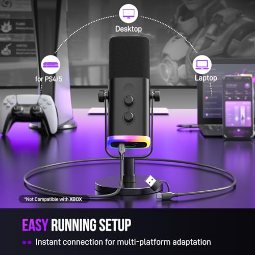 FIFINE AmpliGame AM8 USB/XLR Dynamic Microphone for Gaming Streaming - color: Black