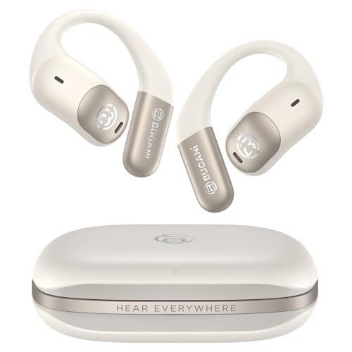 BUGANI Open Ear Headphones Open Ear Earbuds Running Earbuds Wireless | Headphones Bluetooth Wireless 5.4, Noise Cancelling Earbuds 40H Playtime, IPX5 Waterproof Workout, Running, Sport - color: B15-White
