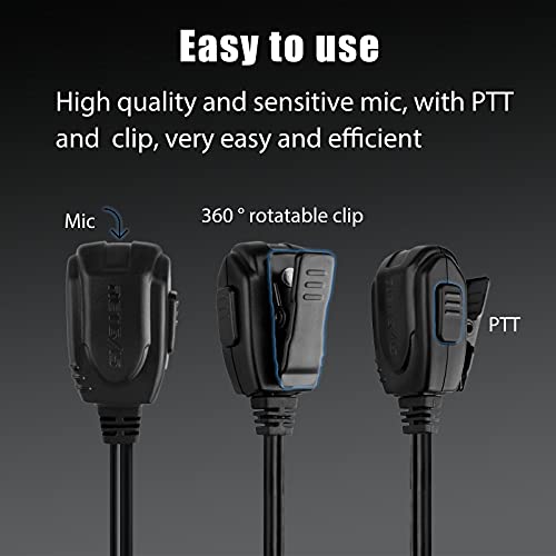 Retevis Walkie Talkie Earpiece with Mic, for RT22/RT68/RT21/H777/RT27 - style: D-Type with Coil Tube