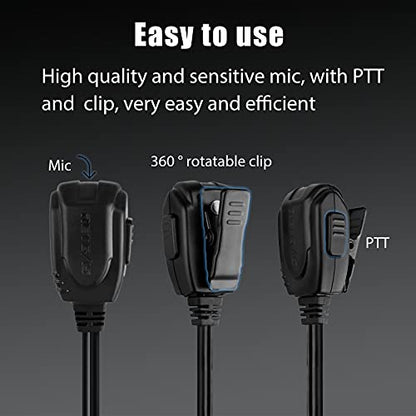 Retevis Walkie Talkie Earpiece with Mic, for RT22/RT68/RT21/H777/RT27 - style: D-Type with Coil Tube