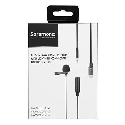 Saramonic LavMicro U1A Lavalier Lapel Microphone with Lightning for iPhone, or iPad with a Built-in 6.6-Foot (2m) Cable for Vlogging, Interviews, YouTube, TikTok, Live Streaming - style: Lightning - 6.6'
