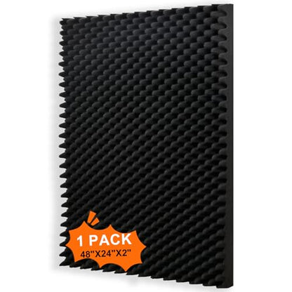 1 pack, 48x24x2 inches acoustic foam panels Egg Crate Foam Padding sound proof panels for walls Soundproof Foam Studio Acoustic Treatment Studio Foam panels Soundproofing Used to Absorb Echoes - color: 1P Black
