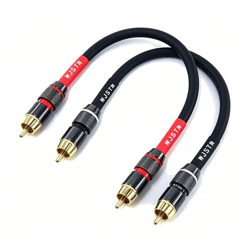 WJSTN-020 RCA to RCA Audio Cable, 1RCA Male to 1RCA Male Stereo Audio Cable Converter, Digital Stereo Audio Cable for subwoofer, Home Theater, high-Fidelity Audio-Double Shielding-2 Pack (6IN) - size: 6IN