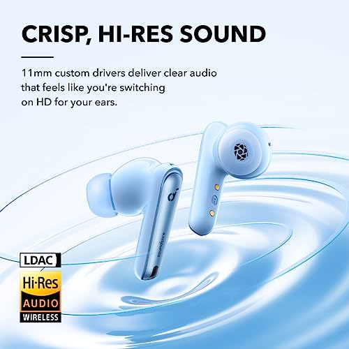 soundcore by Anker Liberty 4 NC Wireless Earbuds | 98.5% Noise Reduction, Adaptive Noise Cancelling to Environment, Hi-Res Sound, 50H Battery, Wireless Charging, Bluetooth 5.3 - color: Light Blue