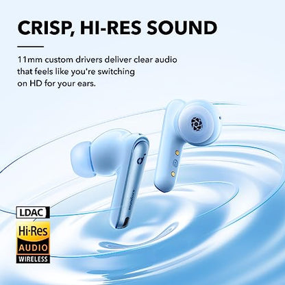soundcore by Anker Liberty 4 NC Wireless Earbuds | 98.5% Noise Reduction, Adaptive Noise Cancelling to Environment, Hi-Res Sound, 50H Battery, Wireless Charging, Bluetooth 5.3 - color: Light Blue