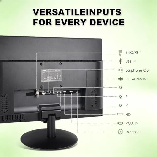 SKitphrati 19" HD 1440x900 PC Monitor, 60Hz 5ms LED Screen Computer Monitor with HDMI/VGA/AV/BNC/USB, Built-in Speakers, VESA Mount, for Laptop PC Desktop Office Home Use - color: Black