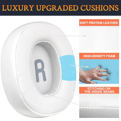 SOULWIT Earpads Replacement for JBL Tune 700BT, 710BT, 720BT, 750BTNC, 760NC, 770NC Wireless Over-Ear Headphones, Ear Pads Cushions with Soft Protein Leather and High-Density Foam - White - color: White