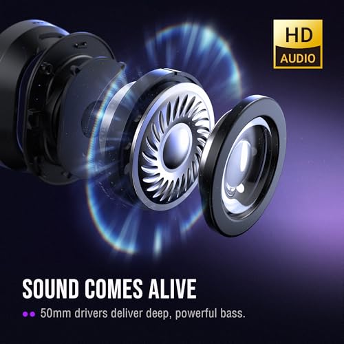 FIFINE Wired Gaming Headsets: 7.1 Surround Sound - Vibrant Customizable RGB - Game/Chat Balance, USB Gamer Headphones with Noise Canceling Microphone for PC, PS5/PS4, Laptop, Mac - AmpliGame H13BP | Large 50mm drivers, Crisp 7.1 Surround, Ergonomic Earpad
