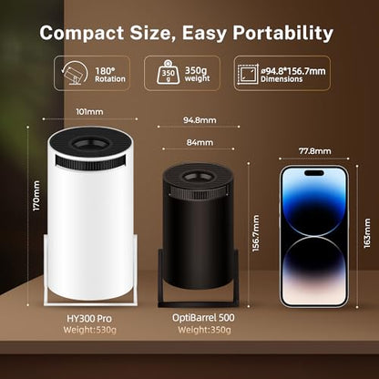 [Built-in Apps] Mini Projector 4K Supported, Android TV OS & Phone Remote - color: Black