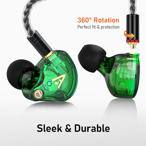 Audiovance Vibes 202 HiFi Wired Earbuds, IEM in-Ear Monitor Headphones - color: 6-Green