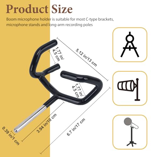 Boom Pole Holder Microphone Metal Cradle Mount Stand for Mic Stands | Compatible With C Stands, Metal Construction, for Studio Audio Use