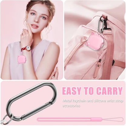 Inesore Case for Samsung Galaxy Buds FE/Buds 2/Pro/Live (Pink) | Safety Lock Design Prevents Loss, Clear Anti-Yellow PC Shell, 3-in-1 Cleaning Tool, Metal Clasp, Silicone Lanyard - color: A4-Pink+Bi