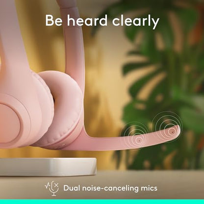 Logitech Zone 300 Wireless Bluetooth Headset with Noise Canceling - Rose | Microphone, compatible with Windows, Mac, Chrome, Linux, iOS, iPadOS, Android - color: Rose