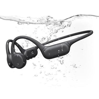 PSIER Bone Conduction Headphones, IPX8 Waterproof Swimming Headphones | Open Ear Earbuds with 32GB Memory, Switch to MP3 Mode Underwater, AI Music Generation, 8H Playtime Bluetooth 6.0 for Running - color: Matte Black