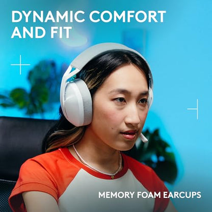 Logitech G321 Lightspeed Wireless Gaming Headset - White | Dynamic Comfort and fit, 16 kHz Boom mic, 20+ hrs Battery, for PC - color: White