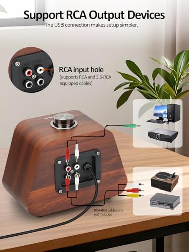 Computer Speakers, Mini PC Speaker with subwoofer,2.1 USB Powered Desktop Speakers, Bluetooth 5.0 and RCA Input pc Speakers for Desktop, Laptops, Phonograph, Phones, Tablets(K02) (Brown)