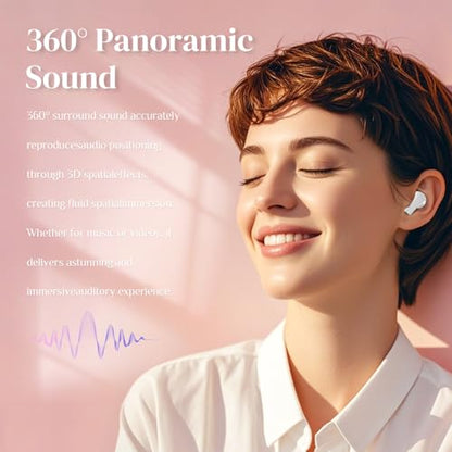 Heart Wireless Earbuds for Girls Kids, Cute Small Mini Tiny Invisible Earbuds Wireless Bluetooth for Small Ears Canals Women Rose Gold Kawai Blue Tooth Ear Buds for iPhone Android - color: White