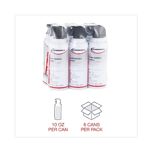 Innovera Compressed Air Duster Cleaner | 6 Count; Powerful Compressed Air Stream Quickly Removes Dust, Dirt, Lint, and Debris from Hard-To-Reach Areas