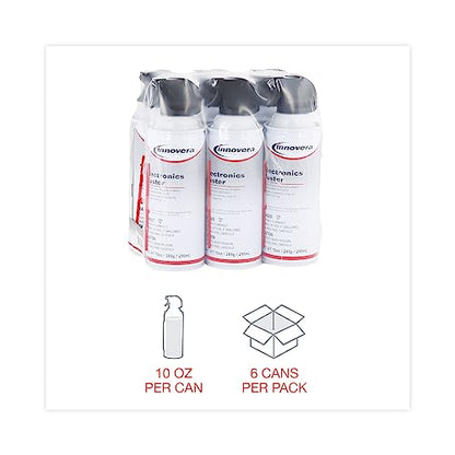 Innovera Compressed Air Duster Cleaner | 6 Count; Powerful Compressed Air Stream Quickly Removes Dust, Dirt, Lint, and Debris from Hard-To-Reach Areas