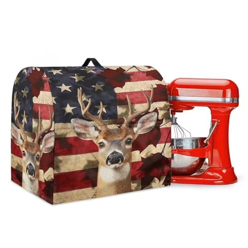 Stand Mixer Dust Cover, Portable Stand Mixer Dust Cover with Adjustable Drawstring Waterproof Blender Protective Cover Stand Mixer Dust Cover American Flag Deer - color: American Flag Deer, size: S